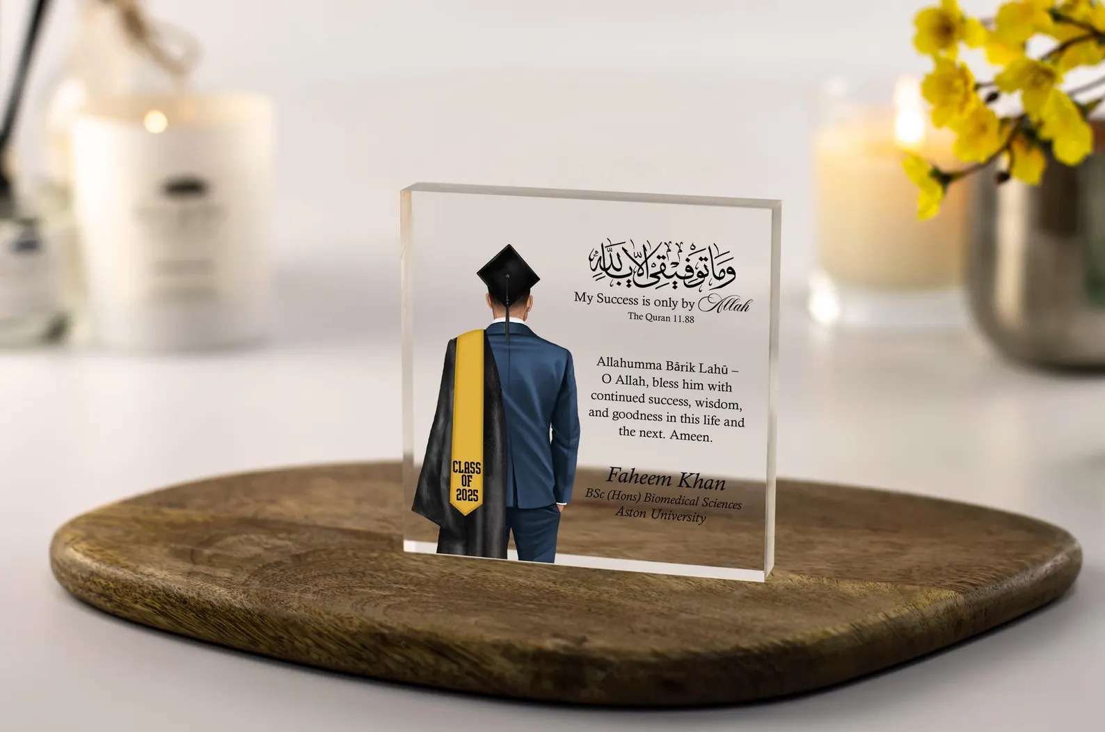 Customised Muslim Male Self-Standing  2D Acrylic Graduation Gift